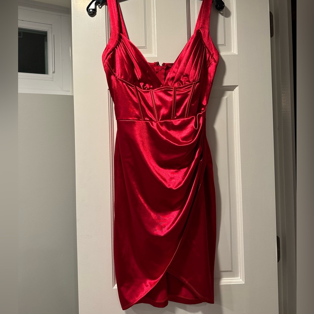 Red Satin Corset Dress